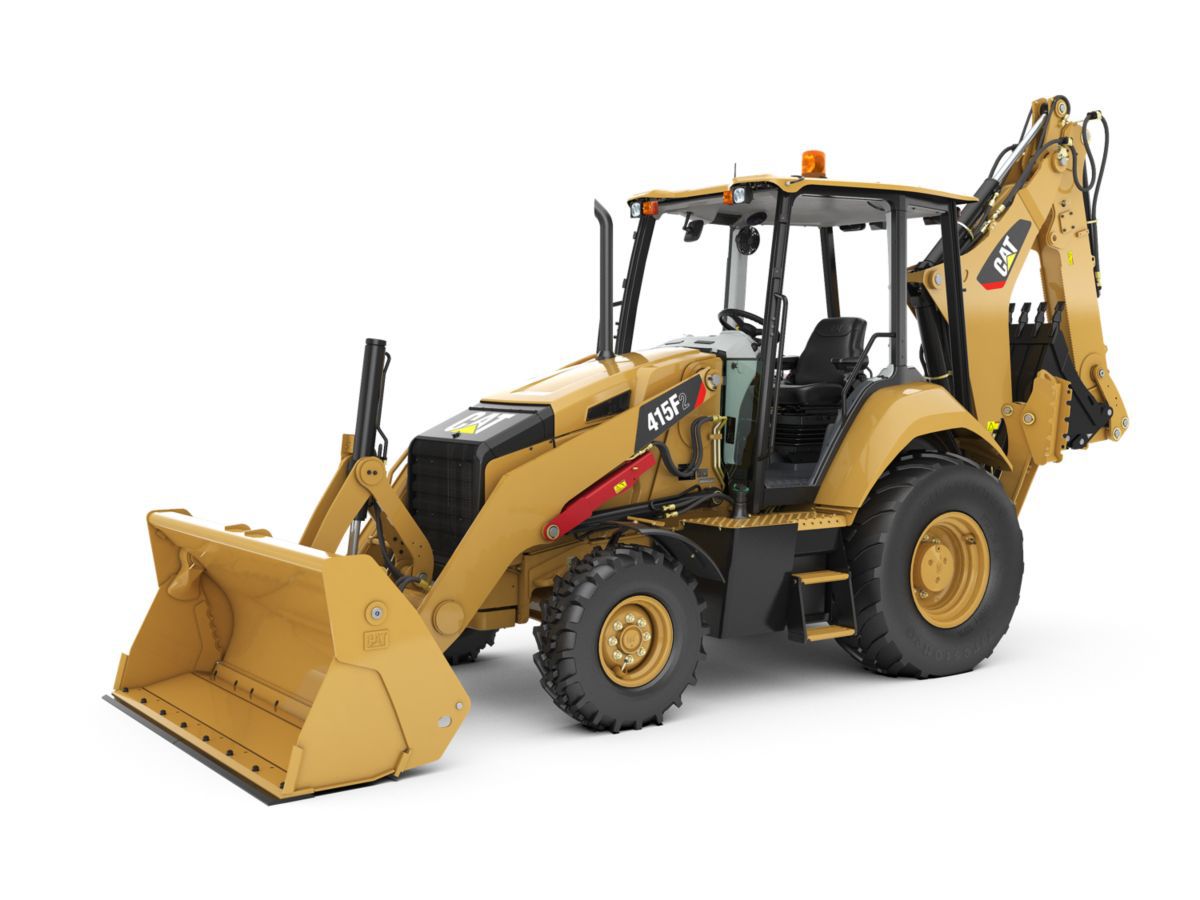 CAT backhoe on white background